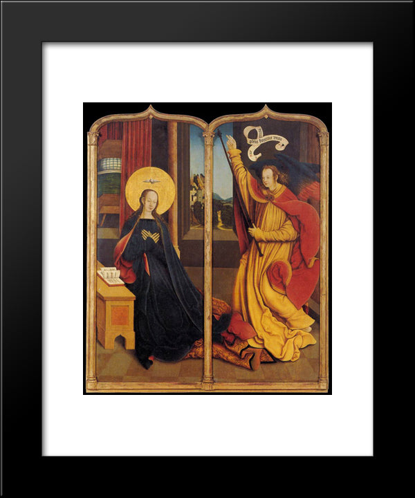 The Annunciation 20x24 Black Modern Wood Framed Art Print Poster by Strigel, Bernhard