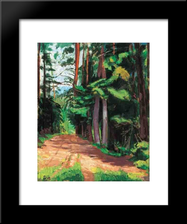 Forest Path 20x24 Black Modern Wood Framed Art Print Poster by Por, Bertalan