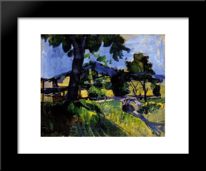 Landscape By A Brook 20x24 Black Modern Wood Framed Art Print Poster by Por, Bertalan
