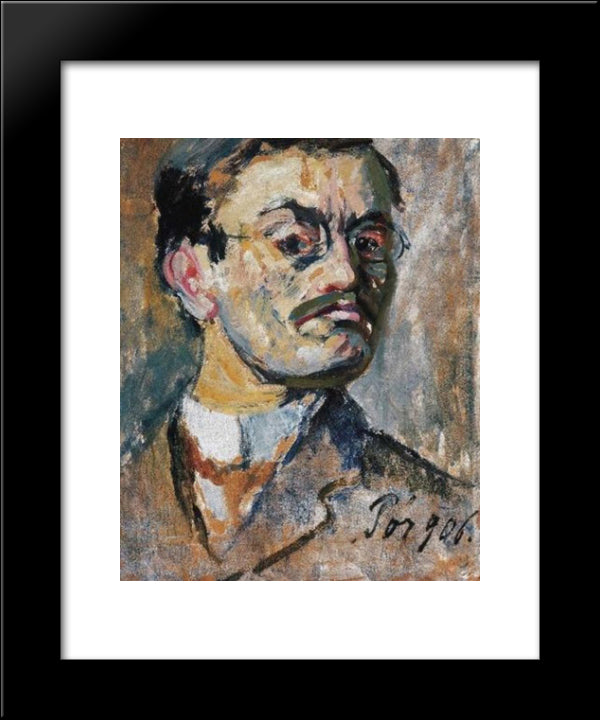 Self - Portrait 20x24 Black Modern Wood Framed Art Print Poster by Por, Bertalan
