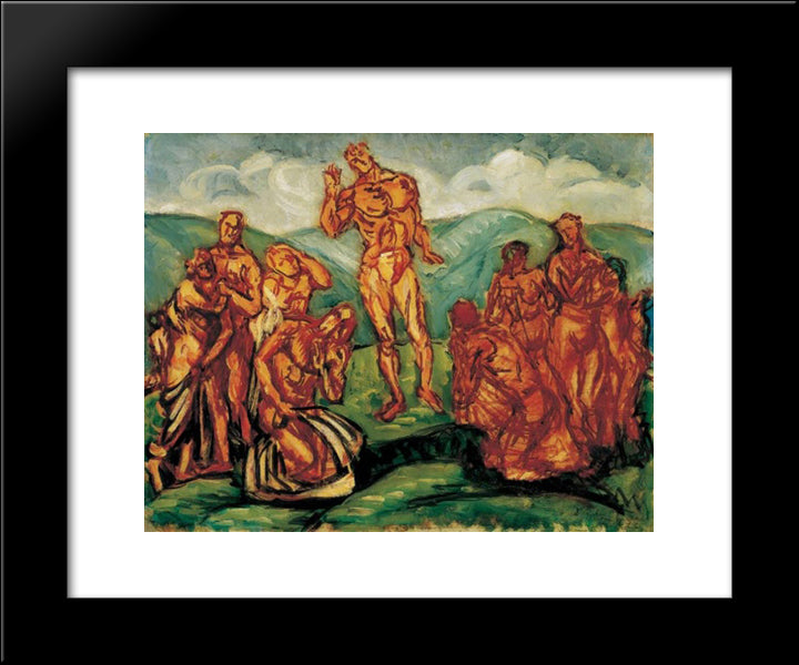 Sermon On The Mountain 20x24 Black Modern Wood Framed Art Print Poster by Por, Bertalan
