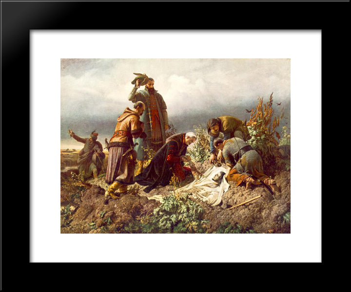 Discovery Of The Body Of King Louis The Second 20x24 Black Modern Wood Framed Art Print Poster by Szekely, Bertalan