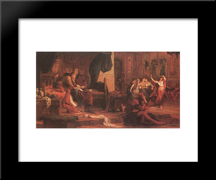 King Laszlo V And Ulrik Cillei 20x24 Black Modern Wood Framed Art Print Poster by Szekely, Bertalan