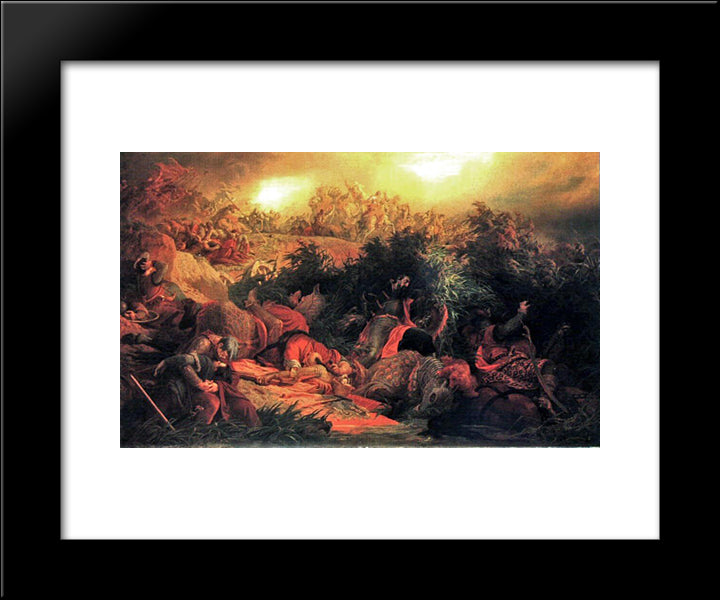 The Battle Of Mohacs (1526) 20x24 Black Modern Wood Framed Art Print Poster by Szekely, Bertalan