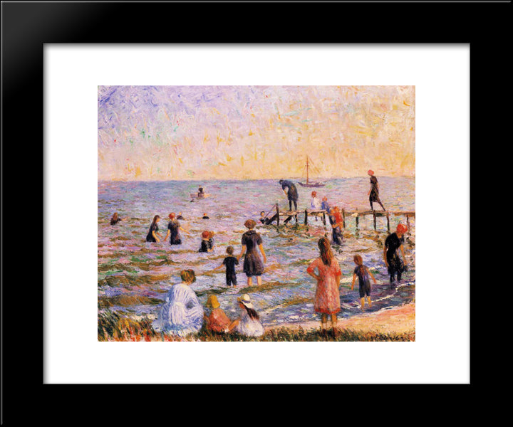 Bathing At Bellport, Long Island 20x24 Black Modern Wood Framed Art Print Poster by Glackens, William James