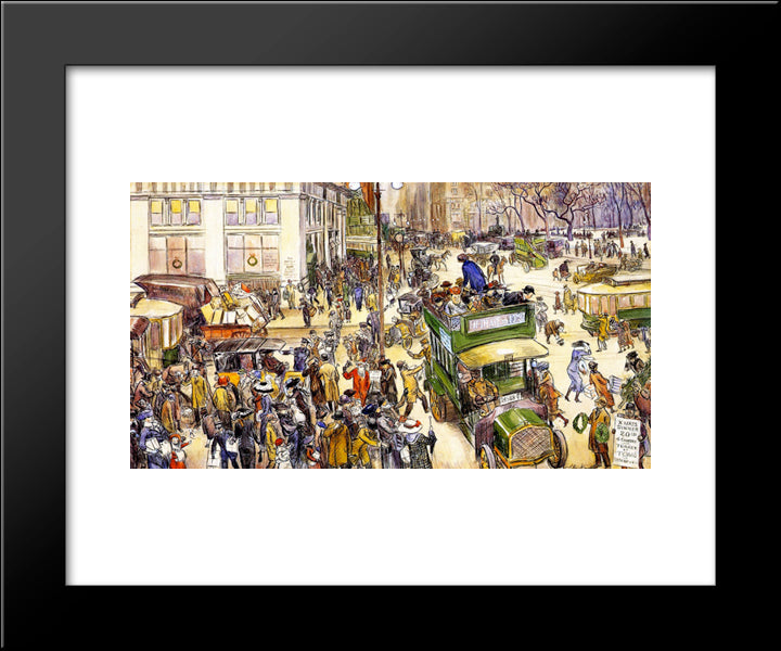 Christmas Shoppers 20x24 Black Modern Wood Framed Art Print Poster by Glackens, William James