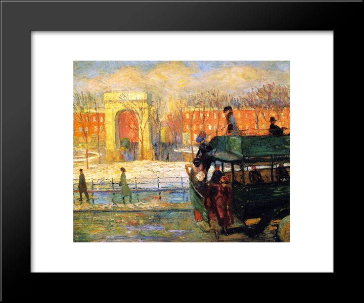 Descending From The Bus 20x24 Black Modern Wood Framed Art Print Poster by Glackens, William James