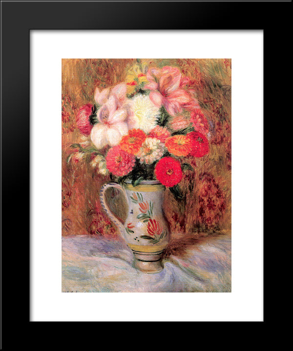 Flowers In A Quimper Pitcher 20x24 Black Modern Wood Framed Art Print Poster by Glackens, William James