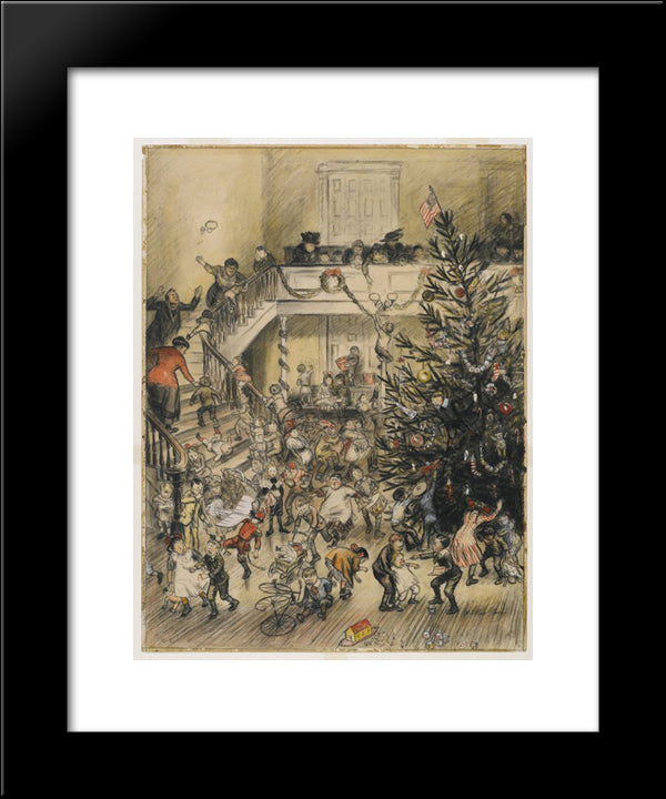 Merry Christmas 20x24 Black Modern Wood Framed Art Print Poster by Glackens, William James
