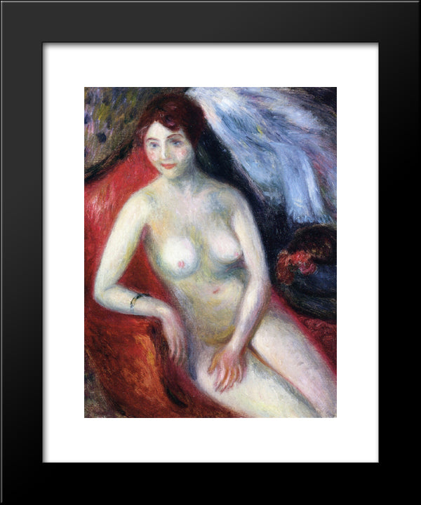 Nude On A Red Sofa 20x24 Black Modern Wood Framed Art Print Poster by Glackens, William James