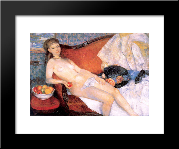 Nude With Apple 20x24 Black Modern Wood Framed Art Print Poster by Glackens, William James