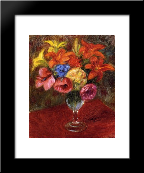 Poppies, Lilies And Blue Flowers 20x24 Black Modern Wood Framed Art Print Poster by Glackens, William James