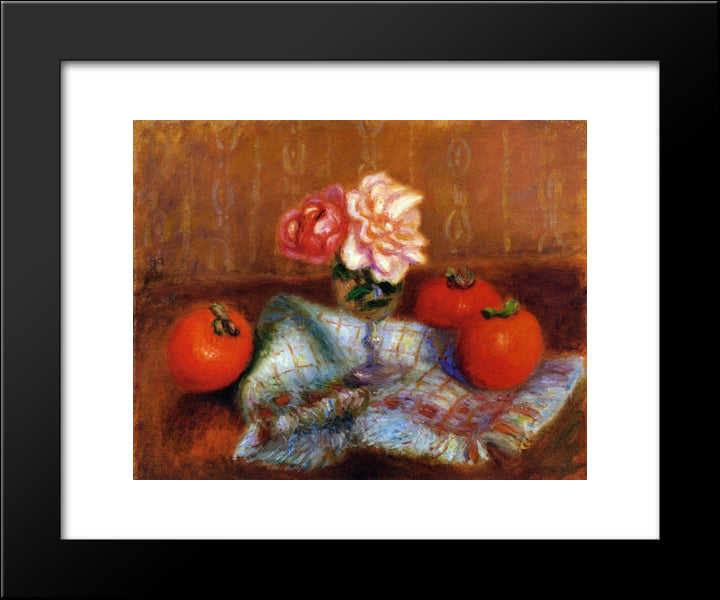 Roses And Perimmons 20x24 Black Modern Wood Framed Art Print Poster by Glackens, William James