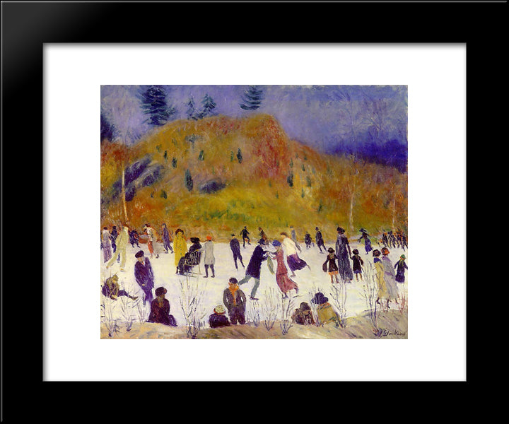 Skating In Central Park 20x24 Black Modern Wood Framed Art Print Poster by Glackens, William James
