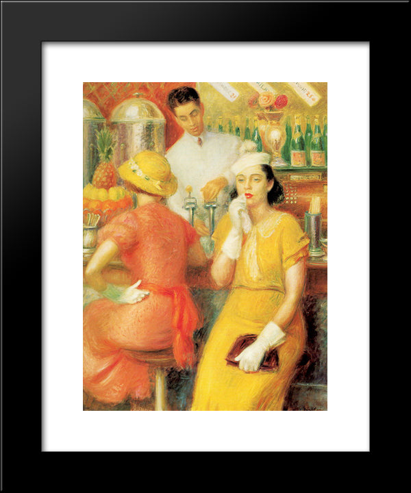 Soda Fountain 20x24 Black Modern Wood Framed Art Print Poster by Glackens, William James