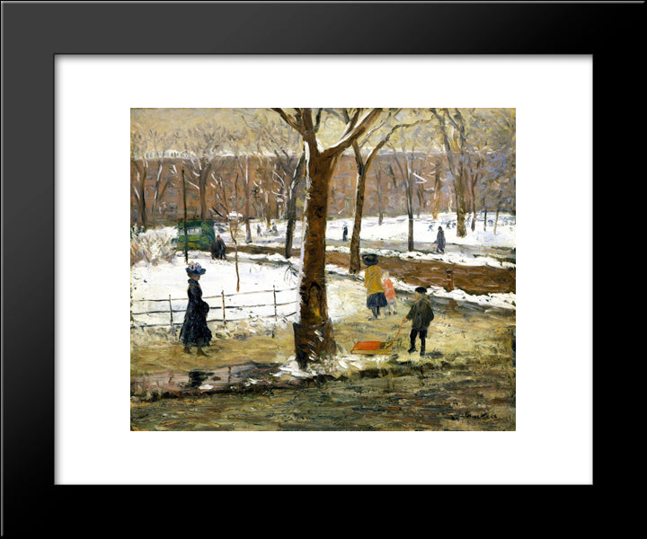 Washington Square, 20x24 Black Modern Wood Framed Art Print Poster by Glackens, William James
