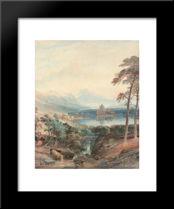 A Crisp Morning, Kilchurn Castle 20x24 Black Modern Wood Framed Art Print Poster by Leitch, William Leighton