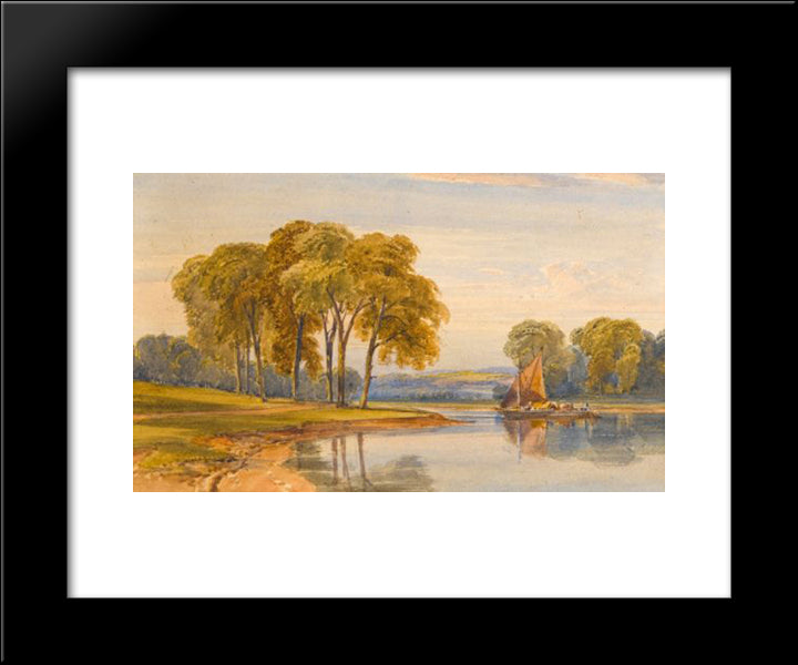 A Sailing Boat On A River 20x24 Black Modern Wood Framed Art Print Poster by Leitch, William Leighton
