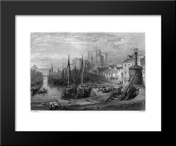 Castle Rushen, Castleton, Isle Of Man, Engraving By William Miller After Leitch 20x24 Black Modern Wood Framed Art Print Poster by Leitch, William Leighton
