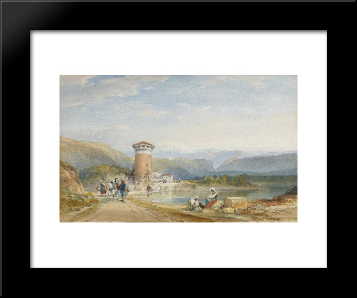 View On A North Italian Lake 20x24 Black Modern Wood Framed Art Print Poster by Leitch, William Leighton