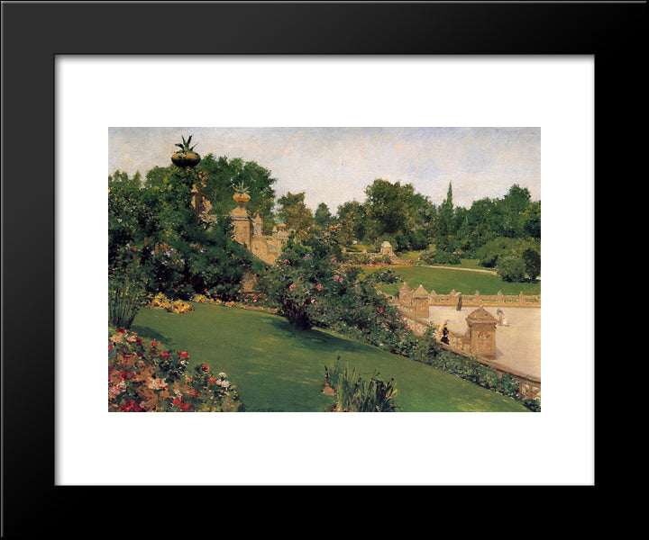 Terrace At The Mall, Cantral Park 20x24 Black Modern Wood Framed Art Print Poster by Chase, William Merritt