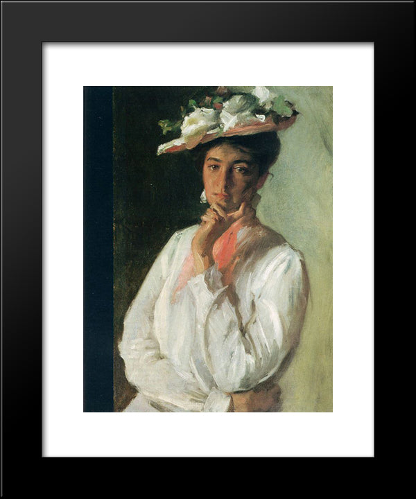 Woman In White 20x24 Black Modern Wood Framed Art Print Poster by Chase, William Merritt