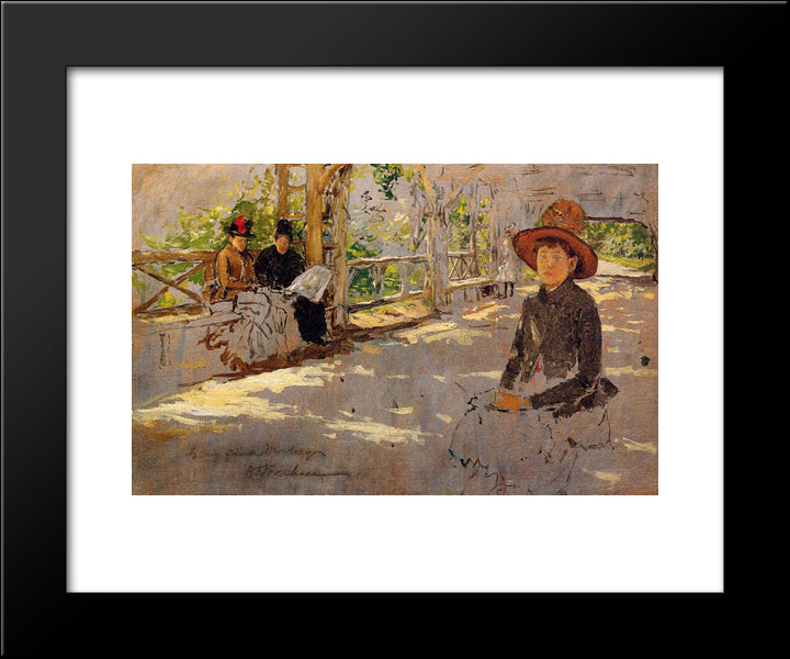 Women Under Trellis 20x24 Black Modern Wood Framed Art Print Poster by Chase, William Merritt