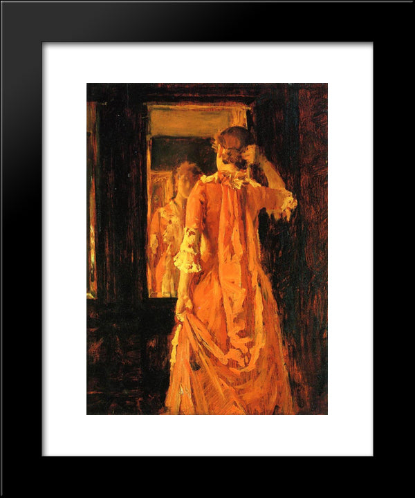 Young Woman Before A Mirror 20x24 Black Modern Wood Framed Art Print Poster by Chase, William Merritt