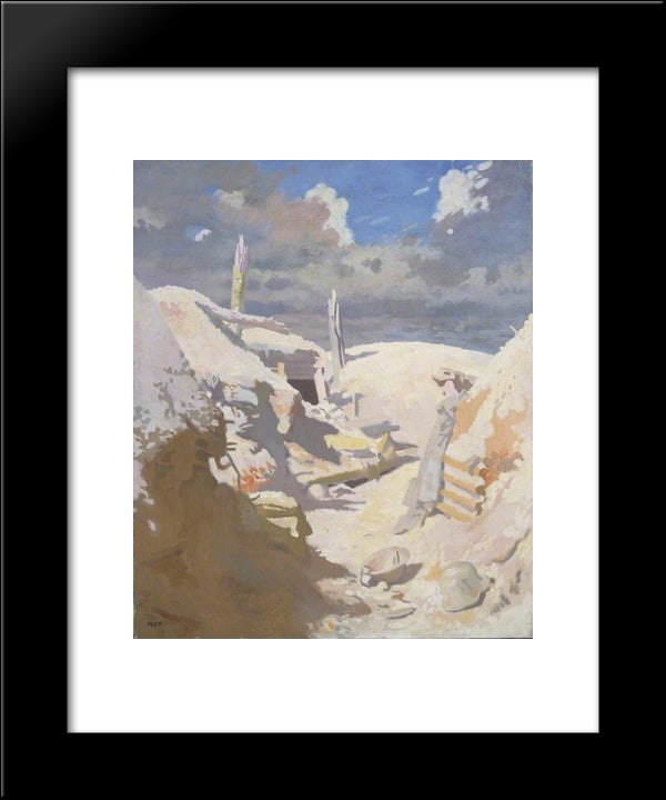 A Gunner'S Shelter In A Trench, Thiepval 1917 20x24 Black Modern Wood Framed Art Print Poster by Orpen, William