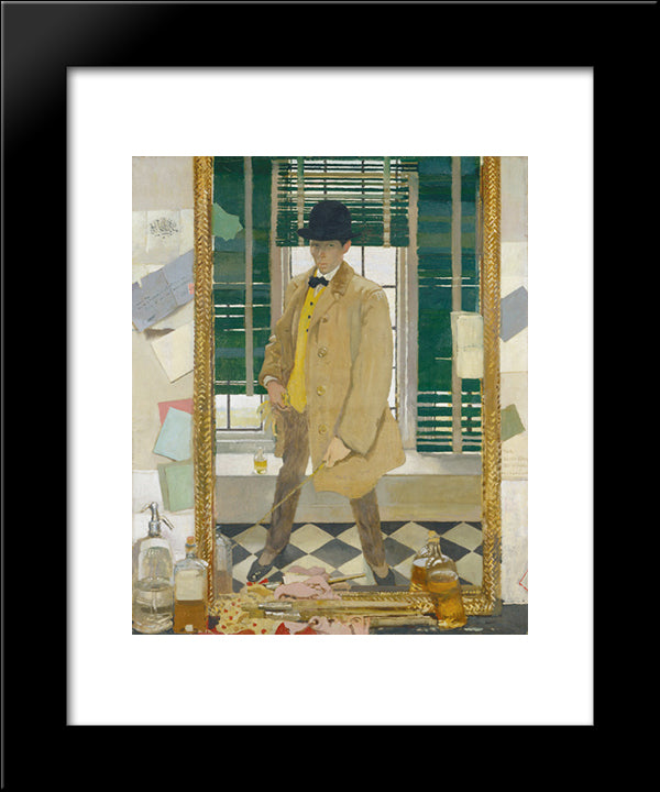 Self-Portrait 1910 20x24 Black Modern Wood Framed Art Print Poster by Orpen, William
