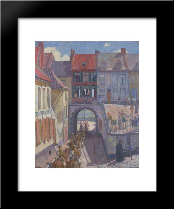 The Household Brigade Passing To The Ypres Salient, Cassel 1917 20x24 Black Modern Wood Framed Art Print Poster by Orpen, William