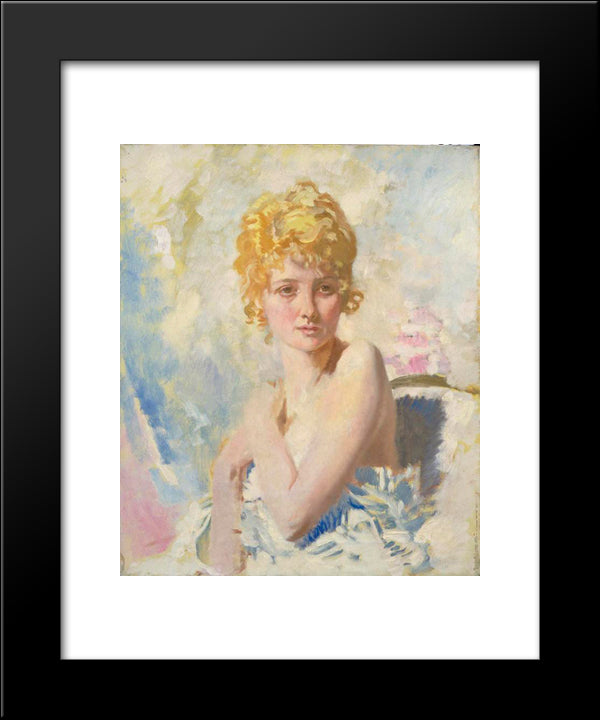 The Refugee (Yvonne Aubicq) 1917 20x24 Black Modern Wood Framed Art Print Poster by Orpen, William