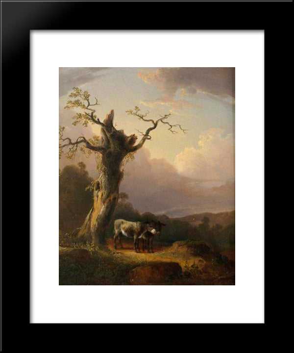 Donkeys In Landscape 20x24 Black Modern Wood Framed Art Print Poster by Shayer, William