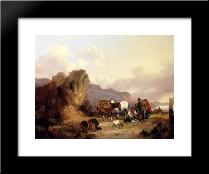 Fisherfolk Sorting The Catch 20x24 Black Modern Wood Framed Art Print Poster by Shayer, William