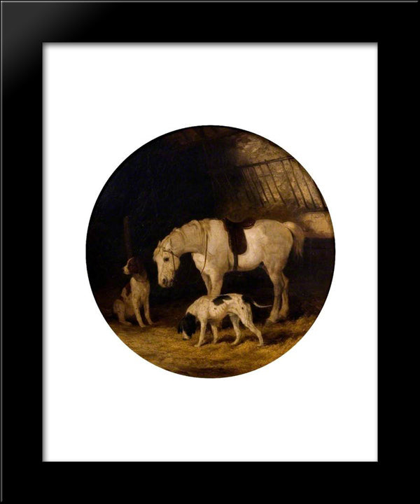 Pony And Dogs 20x24 Black Modern Wood Framed Art Print Poster by Shayer, William