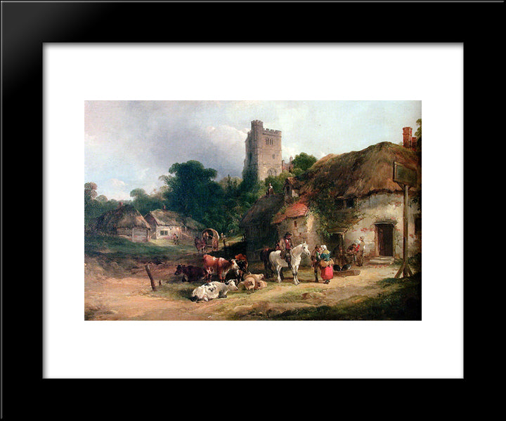 The Plough Inn 20x24 Black Modern Wood Framed Art Print Poster by Shayer, William
