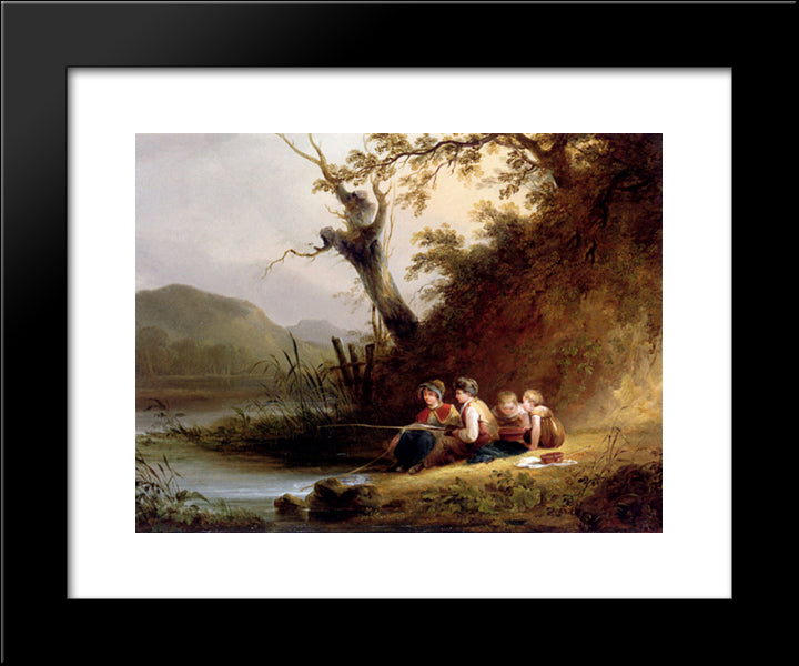 The Young Anglers 20x24 Black Modern Wood Framed Art Print Poster by Shayer, William