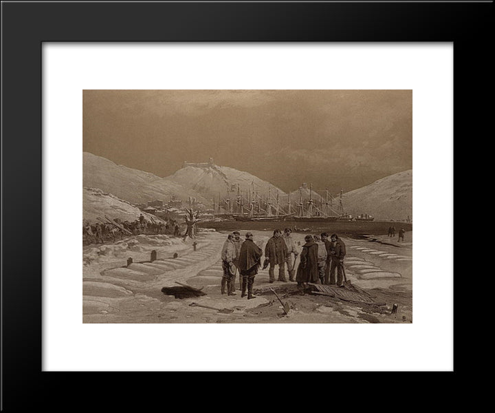 Graves At The Head Of The Harbour Of Balaklava 20x24 Black Modern Wood Framed Art Print Poster by Simpson, William
