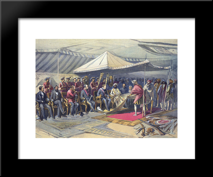 Return Visit Of The Viceroy To The Maharaja Of Cashmere 20x24 Black Modern Wood Framed Art Print Poster by Simpson, William