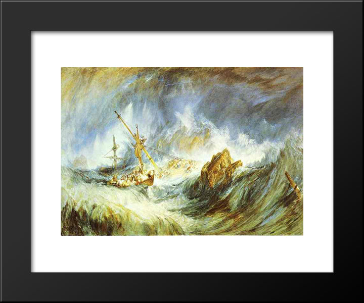 A Storm (Shipwreck) 20x24 Black Modern Wood Framed Art Print Poster by Turner, William
