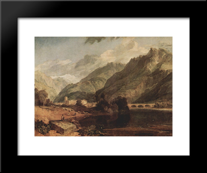 Bonneville, Savoy With Mont Blanc 20x24 Black Modern Wood Framed Art Print Poster by Turner, William