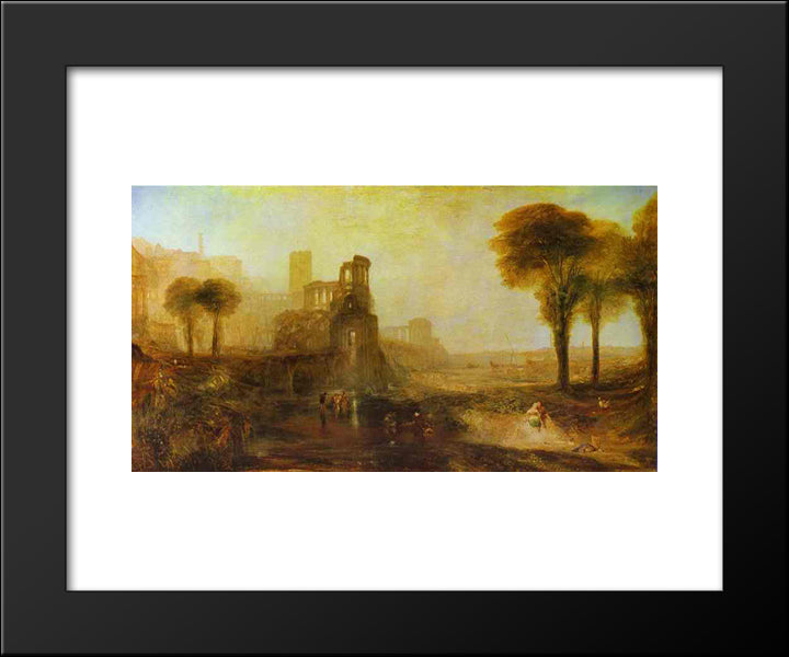 Caligula'S Palace And Bridge 20x24 Black Modern Wood Framed Art Print Poster by Turner, William