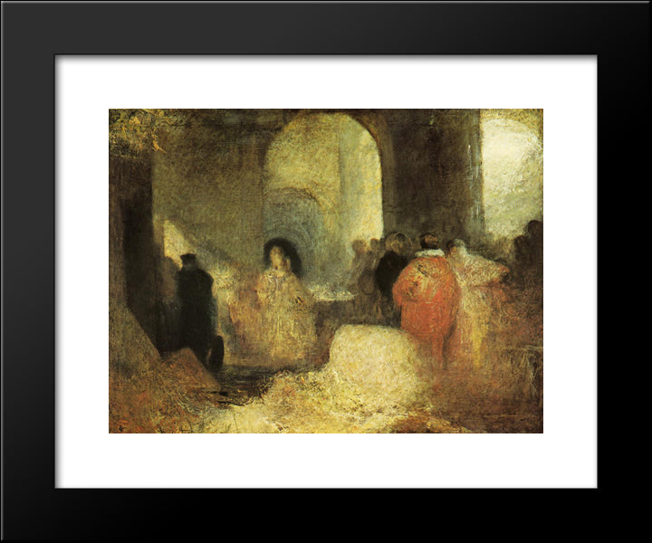Dinner In A Great Room With Figures- In Costume 20x24 Black Modern Wood Framed Art Print Poster by Turner, William