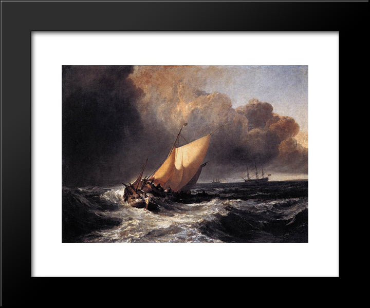 Dutch Boats In A Gale 20x24 Black Modern Wood Framed Art Print Poster by Turner, William