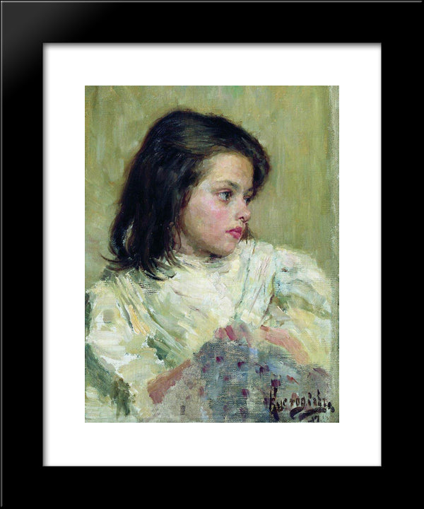 A Girl. Sketch 20x24 Black Modern Wood Framed Art Print Poster by Kustodiev, Boris