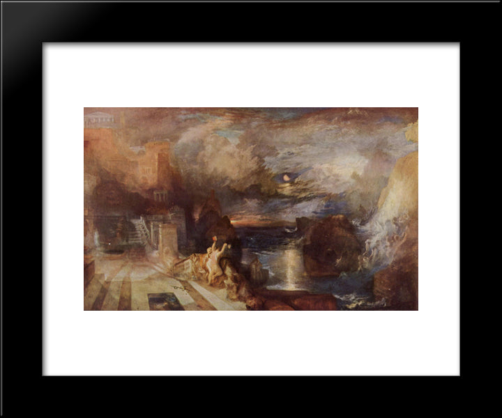 Hero And Leander'S Farewell 20x24 Black Modern Wood Framed Art Print Poster by Turner, William