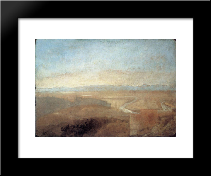Hill Town On The Edge Of The Campagna 20x24 Black Modern Wood Framed Art Print Poster by Turner, William