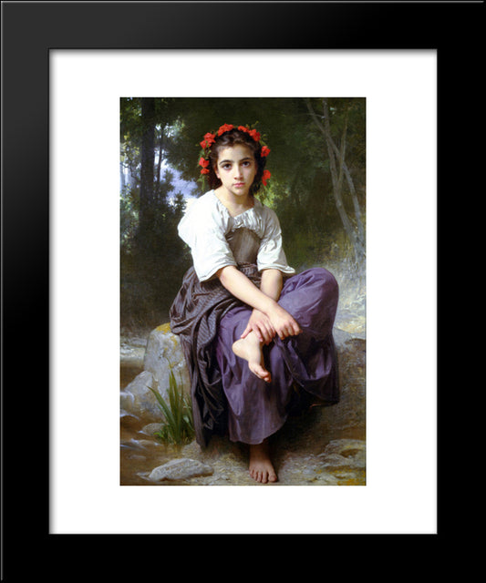 At The Edge Of The Brook 20x24 Black Modern Wood Framed Art Print Poster by Bouguereau, William Adolphe