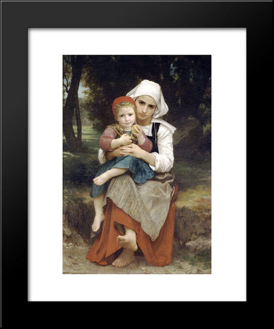 Breton Brother And Sister 20x24 Black Modern Wood Framed Art Print Poster by Bouguereau, William Adolphe