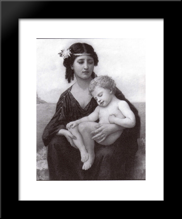 Elizabeth By The Seashore 20x24 Black Modern Wood Framed Art Print Poster by Bouguereau, William Adolphe